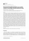 Research paper thumbnail of Assessment of empathy among first-year medical students: A knowledge, attitude and practice study