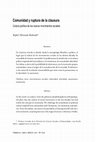 Research paper thumbnail of Comunidad y ruptura de la clausura