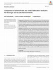 Research paper thumbnail of Comparison of point‐of‐care and central laboratory analyzers for blood gas and lactate measurements