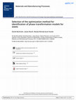 Research paper thumbnail of Selection of the optimization method for identification of phase transformation models for steels