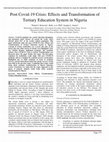 Research paper thumbnail of Post Covid-19 Crisis: Effects and Transformation of Tertiary Education System in Nigeria