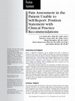 Research paper thumbnail of Pain Assessment in the Patient Unable to Self-Report: Position Statement with Clinical Practice Recommendations