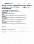 Research paper thumbnail of Medical education too: sexual harassment within the educational context of medicine – insights from undergraduates