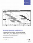 Research paper thumbnail of Proposal of framework to managing the automotive product development process