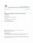 Research paper thumbnail of Implementing Effective Education in Specific Contexts