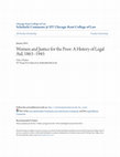 Research paper thumbnail of Women and Justice for the Poor: A History of Legal Aid, 1863–1945