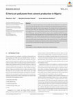 Research paper thumbnail of Criteria air pollutants from cement production in Nigeria