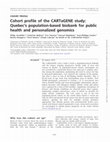 Research paper thumbnail of Cohort profile of the CARTaGENE study: Quebec’s population-based biobank for public health and personalized genomics