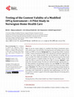 Research paper thumbnail of Testing of the Content Validity of a Modified OPCq Instrument—A Pilot Study in Norwegian Home Health Care