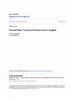 Research paper thumbnail of Concept Paper: Consumer Protection Laws in Bulgaria