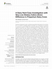 Research paper thumbnail of A Dairy Herd Case Investigation with Very Low Dietary Cation–Anion Difference in Prepartum Dairy Cows