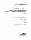 Research paper thumbnail of Assessment of resilience in codes, standards, regulations, and best practices for buildings and infrastructure systems