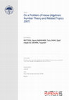 Research paper thumbnail of On a Problem of Hasse (Algebraic Number Theory and Related Topics 2007)