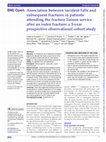 Research paper thumbnail of Association between incident falls and subsequent fractures in patients attending the fracture liaison service after an index fracture: a 3-year prospective observational cohort study