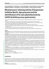 Research paper thumbnail of Blood pressure-reducing activity of Gongronema latifolium Benth. (Apocynaeceae) and the identification of its main phytochemicals by UHPLC Q-Orbitrap mass spectrometry