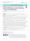 Research paper thumbnail of Medical education too: sexual harassment within the educational context of medicine – insights of undergraduates