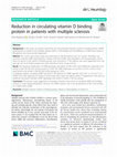 Research paper thumbnail of Reduction in circulating vitamin D binding protein in patients with multiple sclerosis