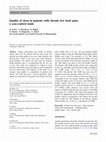 Research paper thumbnail of Quality of sleep in patients with chronic low back pain: a case-control study