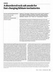 Research paper thumbnail of A disordered rock salt anode for fast-charging lithium-ion batteries