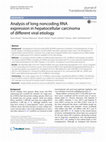 Research paper thumbnail of Analysis of long noncoding RNA expression in hepatocellular carcinoma of different viral etiology