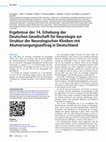 Research paper thumbnail of Ergebnisse der 14. Erhebung der Deutschen Gesellschaft für Neurologie zur Struktur der Neurologischen Kliniken mit Akutversorgungsauftrag in Deutschland