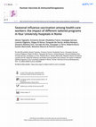 Research paper thumbnail of Seasonal influenza vaccination among health-care workers: the impact of different tailored programs in four University hospitals in Rome