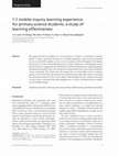 Research paper thumbnail of 1:1 Mobile Inquiry Learning Experience for Primary Science Students: A Study of Learning Effectiveness