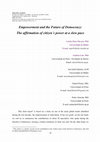 Research paper thumbnail of Empowerment and the future of Democracy: the affirmation of citizen's power at a slow pace