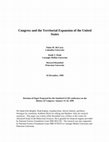 Research paper thumbnail of Congress and the Territorial Expansion of the United States