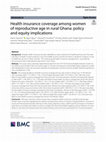 Research paper thumbnail of Health insurance coverage among women of reproductive age in rural Ghana: policy and equity implications