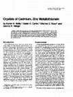 Research paper thumbnail of Crystals of cadmium, zinc metallothionein