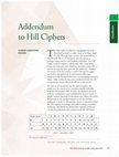 Research paper thumbnail of Addendum to Hill Ciphers