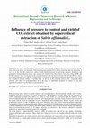 Research paper thumbnail of Influence of pressure to content and yield ofCO2 extract obtained by supercriticalextraction of Salvia officinalisL