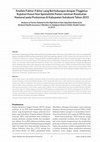 Research paper thumbnail of Analisis Faktor-Faktor yang Berhubungan dengan Tingginya Rujukan Kasus Non Spesialistik Pasien Jaminan Kesehatan Nasional pada Puskesmas di Kabupaten Sukabumi Tahun 2015