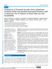 Research paper thumbnail of Comparison of Threshold Saccadic Vector Optokinetic Perimetry (SVOP) and Standard Automated Perimetry (SAP) in Glaucoma. Part II: Patterns of Visual Field Loss and Acceptability