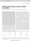 Research paper thumbnail of Stability against freezing of aqueous solutions on early Mars