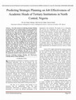 Research paper thumbnail of Predicting Strategic Planning on Job Effectiveness of Academic Heads of Tertiary Institutions in North  Central, Nigeria