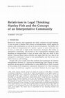 Research paper thumbnail of Relativism in Legal Thinking: Stanley Fish and the Concept of an Interpretative Community