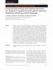 Research paper thumbnail of Computerized Writing and Reading Instruction for Students in Grades 4 to 9 With Specific Learning Disabilities Affecting Written Language