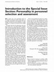 Research paper thumbnail of Introduction to the Special Issue Section: Personality in personnel selection and assessment