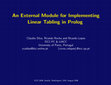 Research paper thumbnail of An External Module for Implementing Linear Tabling in Prolog