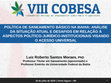 Research paper thumbnail of Política de saneamento básico na Bahia: análise da situação atual e desafios em relação à aspectos político-jurídico-institucionais visando o acesso universal