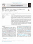 Research paper thumbnail of What's in Stock? Drug drought anticipation during COVID-19 among people who use drugs and service providers