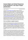 Research paper thumbnail of Human Rights and Global Responses to the Pandemic in the Age of Hyper-globalization