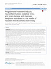 Research paper thumbnail of Progesterone treatment reduces neuroinflammation, oxidative stress and brain damage and improves long-term outcomes in a rat model of repeated mild traumatic brain injury