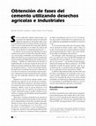 Research paper thumbnail of Obtención de fases del cemento utilizando desechos agrícolas e industriales