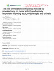 Research paper thumbnail of The role of melatonin deficiency induced by pinealectomy on motor activity and anxiety responses in young adult, middle-aged and old rats