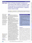 Research paper thumbnail of Risk of 30-day hospital readmission associated with medical conditions and drug regimens of polymedicated, older inpatients discharged home: a registry-based cohort study