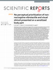 Research paper thumbnail of No perceptual prioritization of non-nociceptive vibrotactile and visual stimuli presented on a sensitized body part