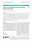 Research paper thumbnail of Governance models for historical hospitals: evidence from Italy